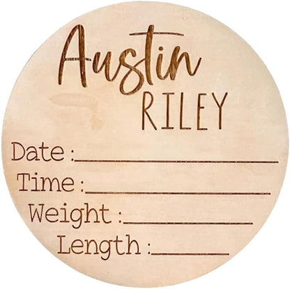 Personalized Newborn Announcement Sign for Hospital - Single Sided - Wooden Birth Announcement Sign - Baby Name Announcement Sign Customized Gender Neutral (Single Sided Name and Blank Stats)