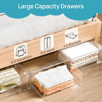 3 Pack Large Clear Stackable Storage Drawers 23QT (3 Count)