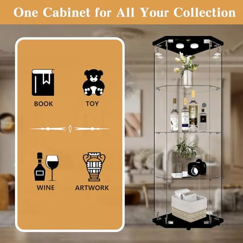 Corner Glass Display Cabinet with LED