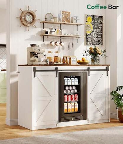 Farmhouse Coffee Bar with Mini Fridge Space & Power Outlet