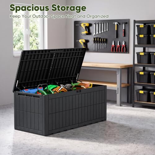 185 Gallon Deck Box Resin Outdoor Storage Box Waterproof