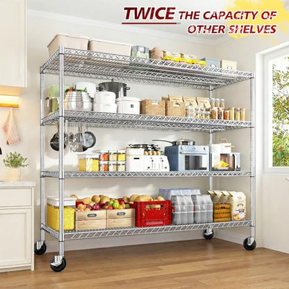 4 Tier Heavy Duty Shelving with Wheels