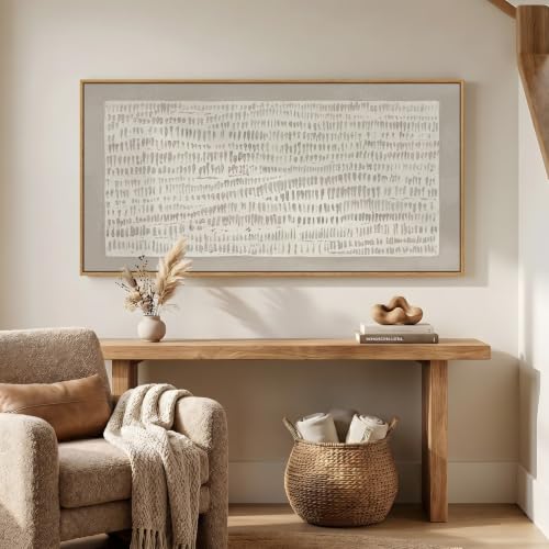 Large Framed Beige Abstract Wall Art for Living Room