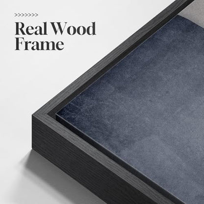 Large Framed Blue Gray Modern Abstract Wall Art