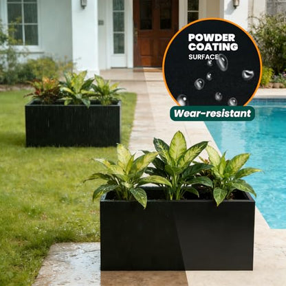 Metal Rectangular Planter Black Galvanized Steel 36" L x 15" W x 15" H