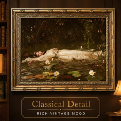 Vintage Gold Framed Ophelia Wall Art