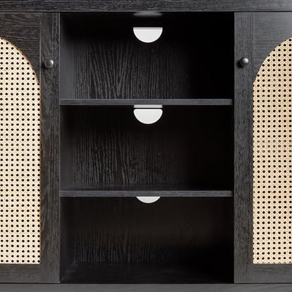 Sasha 2 Door Sideboard Buffet with Arched Rattan Panels