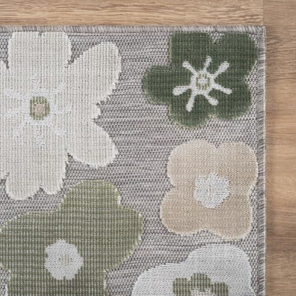 Outdoor Rug 5x7 Modern Floral Tropical Area Rugs for Outdoor and Indoor Patio Easy to Clean Non Shedding Living Room Porch Garden Washable Outside Carpet (35 Sq Ft)