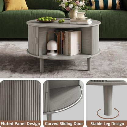 Round Coffee Table with Storage