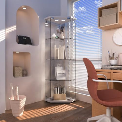 Corner Glass Display Cabinet with LED 4