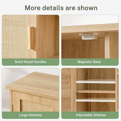 Rattan Storage Cabinet with 4 Adjustable Shelves