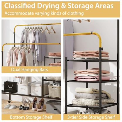 Rolling Double Rods Garment Rack
