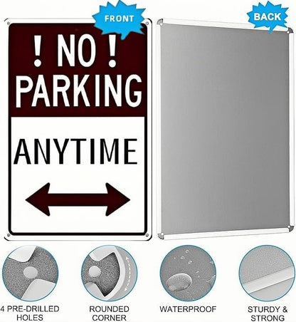 No Parking' Sign with Arrow - 8x12 Inch Metal Sign - Rust, Water and Fade Resistant - Easy to Install for Outdoor or Indoor Use, Perfect for Driveways, Roads or Garages