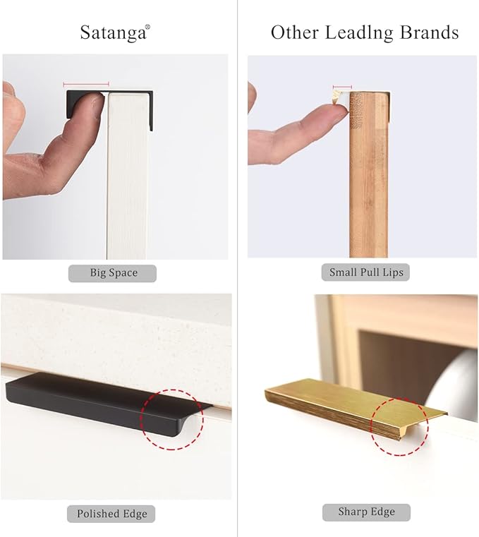 Satanga Edge Black Finger Pull for cabinets Kitchen Concealed Drawer pulls