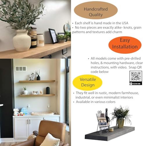 24 Inch Wooden Floating Shelves for Wall