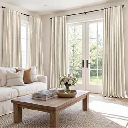 100% Blackout Back Tab Pleat Linen Curtains 50" Wx102 L (2 Count)