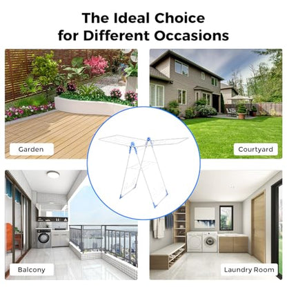 Foldable Gullwing Clothes Drying Rack Free Standing Indoor Outdoor Airer