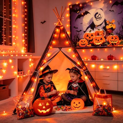1000 LED Orange Halloween String Lights Outdoor Indoor Plug in (272 Foot)