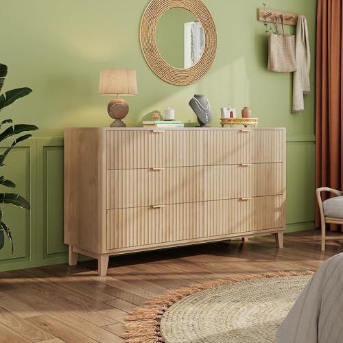 Fluted Dresser for Bedroom with 6 Drawers