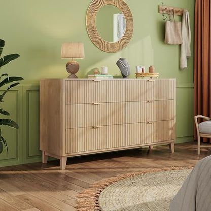 Fluted Dresser for Bedroom with 6 Drawers