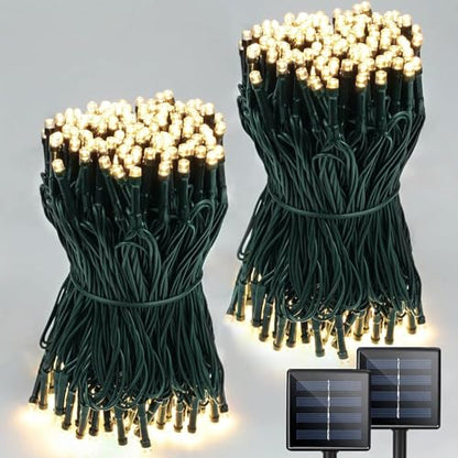 Solar String Lights Outdoor 2 Pack 400 LED 132FT Christmas Light Warm White (2 Count)