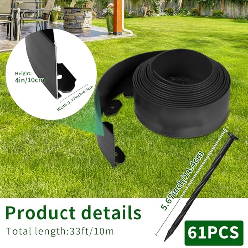Landscape Edging 4in Tall Garden Edging Borders No Dig 33ft (61 Count)