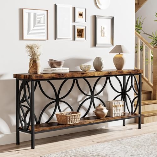 Sofa Table 70.9 Inch Industrial Behind Couch Table with Storage Shelves