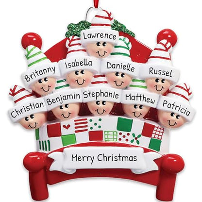 3D Bedtime Family of 10 Ornament 2026 Personalized Family Christmas Ornaments 2026