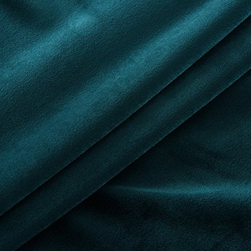 Super Soft Luxury Velvet Dark Green Blackout Energy Efficient Grommet Curtain Panel Drapes Peacock Blue 52Wx108L