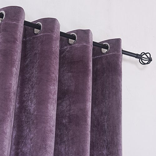 Super Soft Luxury Velvet Set of 2 Lavender Flannel Blackout Curtains Panel Drapes Grommet Top Curtain 52Wx120L inch Purplish Pink