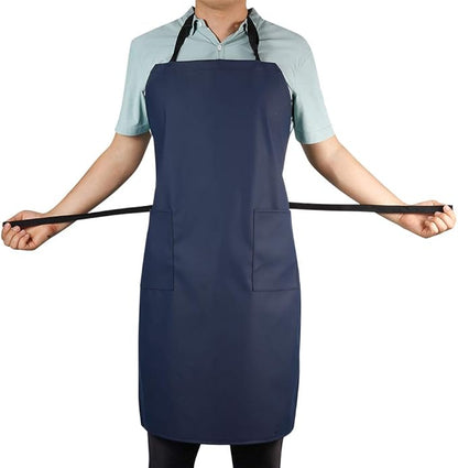 VWELL Waterproof Rubber Vinyl Apron W/ 2 Pockets - Lab Apron for DishWashing,Grooming