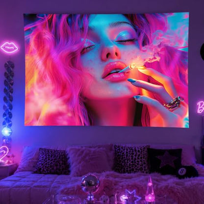 Girl Blacklight Tapestry 78x59 Inch Cool Girl Room Decor