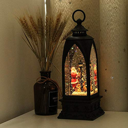 12” Christmas Snow Globe Lantern Snowman with Music & Timer
