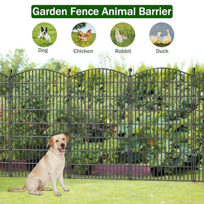 5 Panel No Dig Decorative Garden Fence 48" H x 11.4'L Outdoor Dog Barrier (9.8 Sq Ft)