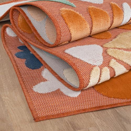 Outdoor Rug 9x12 Large Modern Floral Tropical Area Rugs for Outdoor and Indoor Patio Easy to Clean Non Shedding Living Room Porch Garden Washable Outside Carpet (108 Sq Ft)