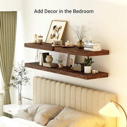 55 x 12 Deep Floating Shelves Wall Mounted Set of 1 Rustic Brown