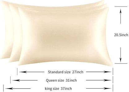 100% Mulberry Silk Pillowcases Set of 2 for Hair and Skin and Super Soft and Breathable Queen Size Nature Silk Pillowcases (Queen, Buff Beige)