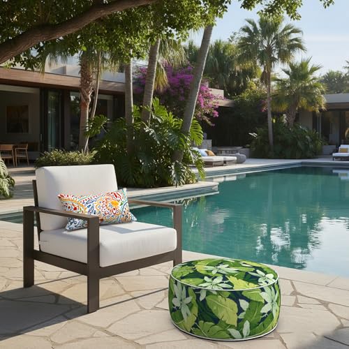Indoor Outdoor Inflatable Ottoman with Handle D21 x H9 Inch
