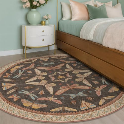 Vintage 6ft Round Living Room Rug (28.27 Sq Ft)