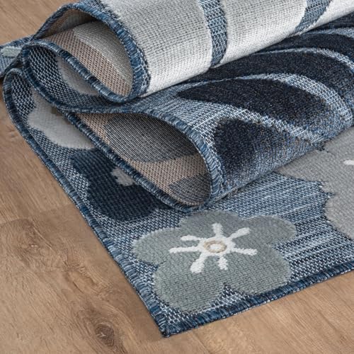 Outdoor Rug 9x12 Large Modern Floral Tropical Area Rugs for Outdoor and Indoor Patio Easy to Clean Non Shedding Living Room Porch Garden Washable Outside Carpet (108 Sq Ft)