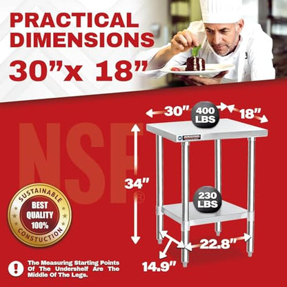 30x18 Stainless Steel Work Table
