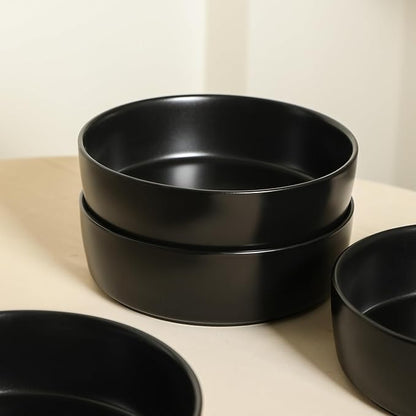 Stone Lain Eden 4-Piece Pasta Bowl Set Stoneware, Black
