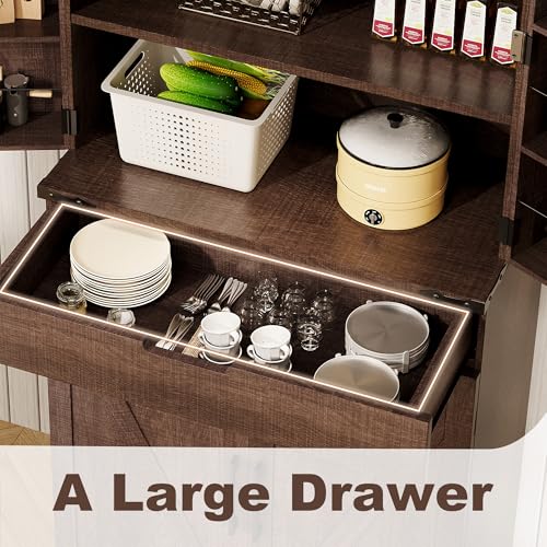 72" Kitchen Pantry Storage Cabinet with Doors and Shelves
