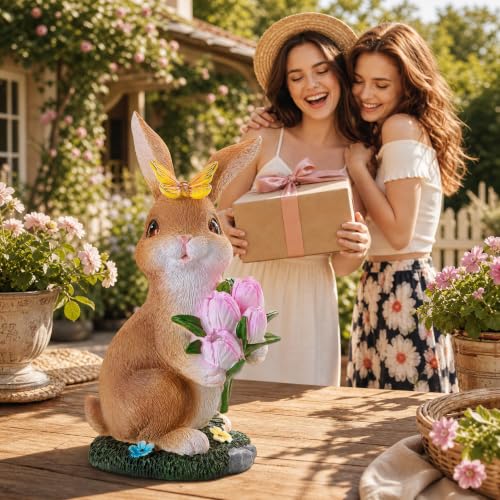 Solar Garden Rabbit Statue Outdoor Decor