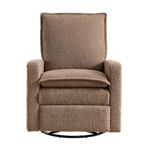 Uptown Upholstered Glider Recliner Rocking Chair 360° Swivel for Nursery and Living Room