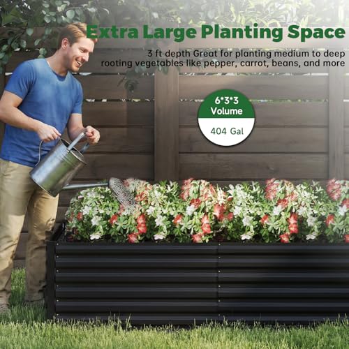 6x3x3ft Outdoor Metal Raised Garden Bed (2 Count)