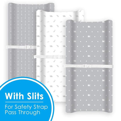 GROW WILD Changing Pad Cover 3 Pack | Soft & Stretchy Jersey Cotton | Baby Changing Table Pad Cover | Diaper Changing Pad Covers for Girls and Boys (Forest & Woodland)