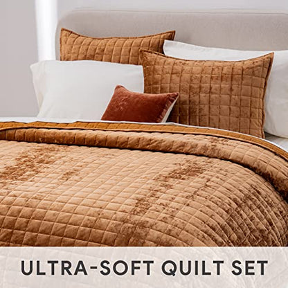Channel Box Stitch Velvet Quilt Set