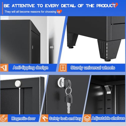 79" Tall Metal Pantry Storage Cabinet with Lock