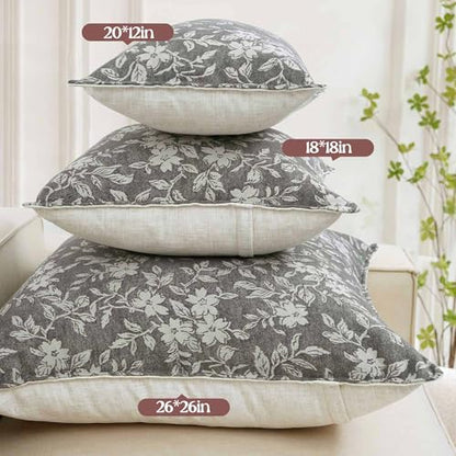 Gray Floral Euro Pillow Covers 26x26 Pack of 2 Vintage Farmhouse Jacquard Decorative Throw Pillow Covers for Living Room Couch Bed Home Decor (2 Count)